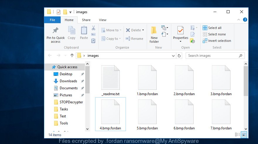 Files ecnrypted by .fordan ransomware