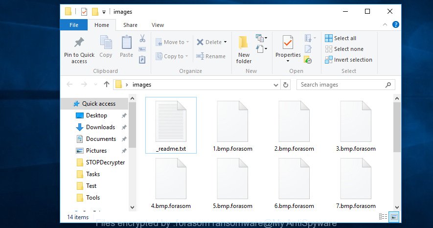 Files encrypted by .forasom ransomware