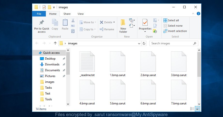Files encrypted by .sarut ransomware