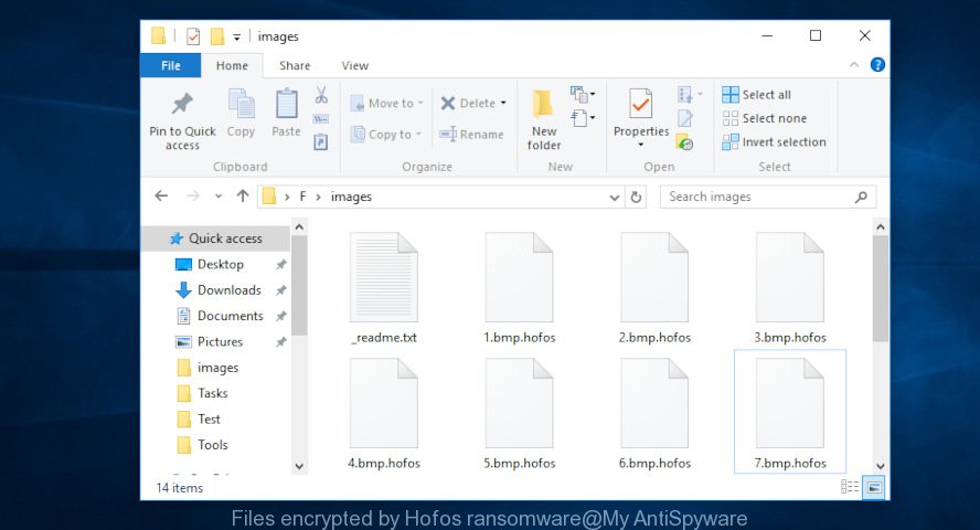Files encrypted by Hofos ransomware