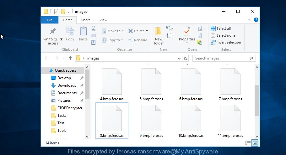 Files encrypted by ferosas ransomware