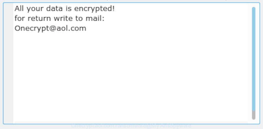 Onecrypt@aol.com ransomware