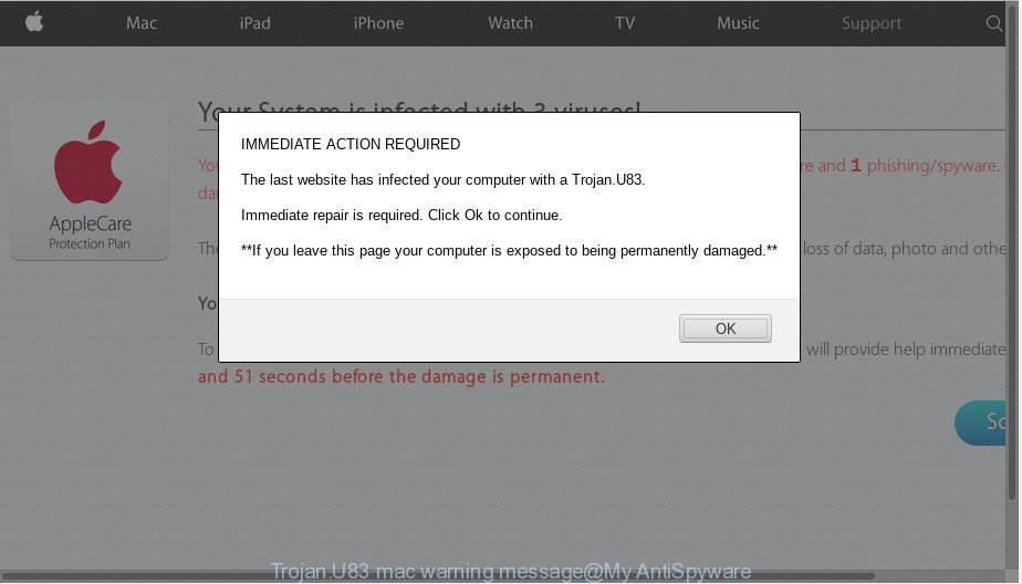 Trojan.U83 mac warning message
