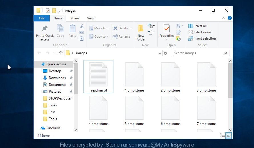 Files encrypted by .Stone ransomware