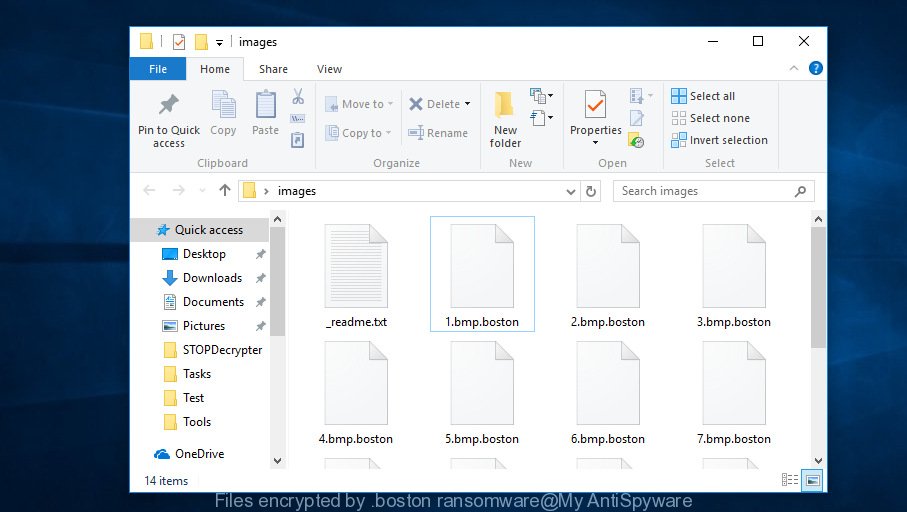 Files encrypted by .boston ransomware