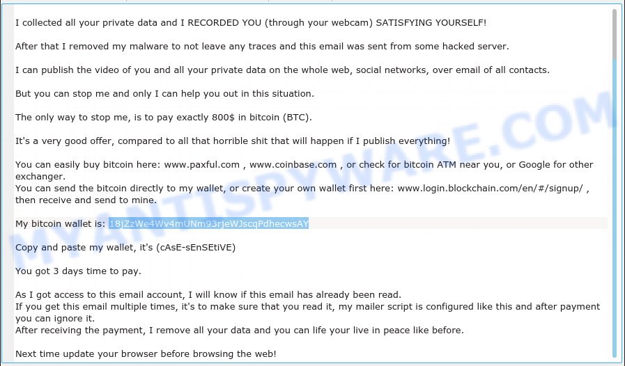 18jZzWe4Wv4mUNm93rjeWJscqPdhecwsAY bitcoin email scam