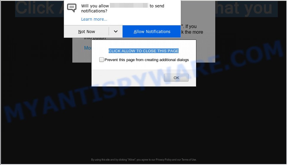 CLICK ALLOW TO CLOSE THIS PAGE pop-up scam