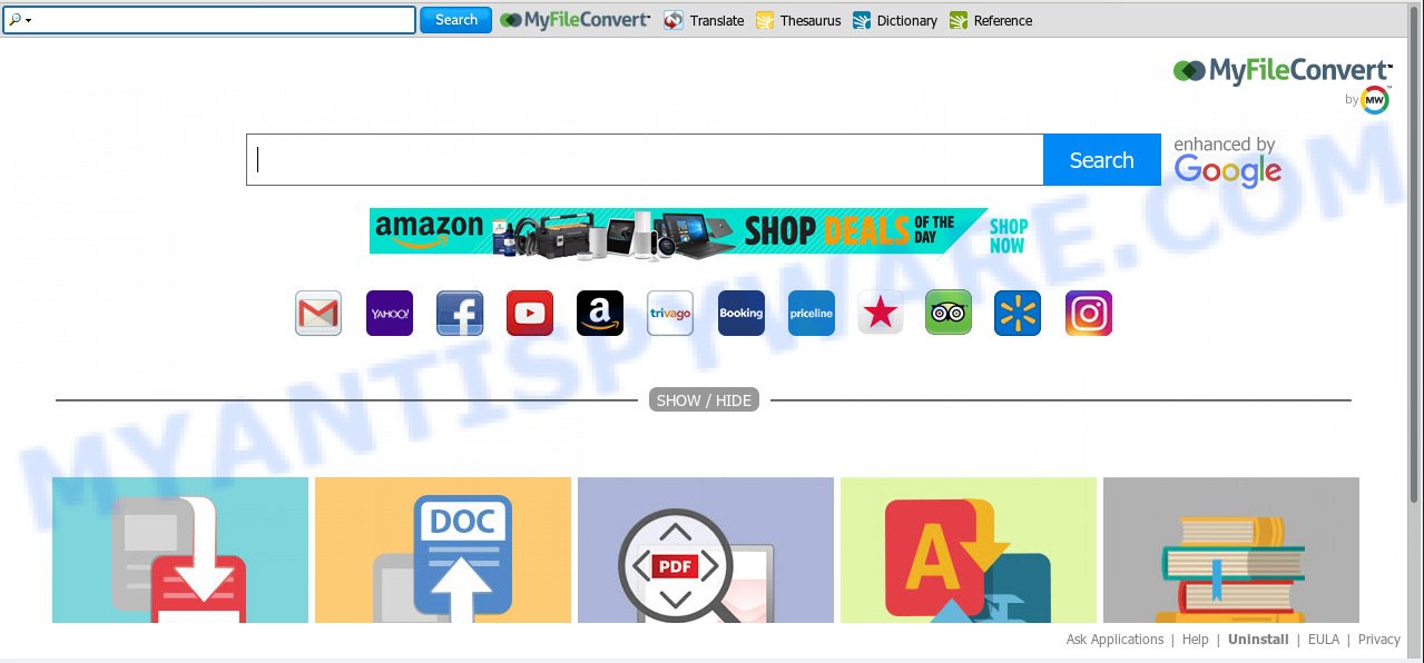 MyFileConvert toolbar is an browser extension that makes unwanted changes to web-browser settings