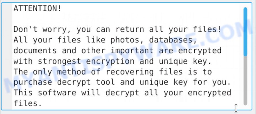 Cezor ransomware - ransom note