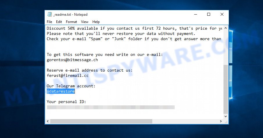 "@datarestore ransomware" - ransom note