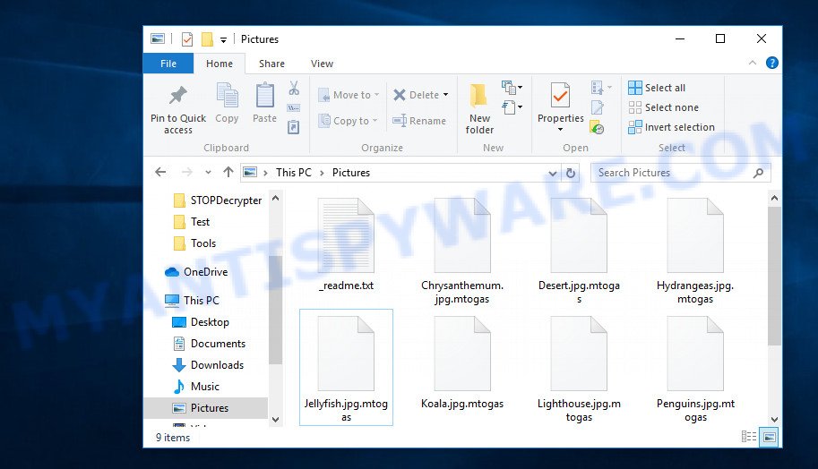 Files encrypted by Mtogas virus