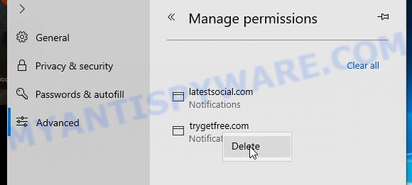 MS Edge Realadvaservices.com push notifications removal