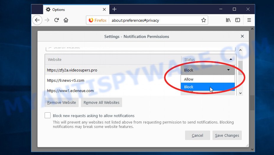 Firefox 10downloader.com notifications removal