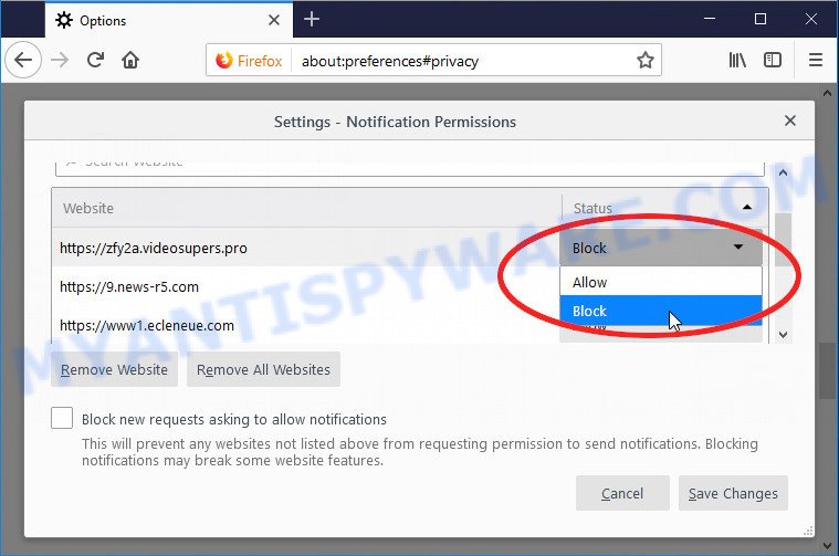 Firefox Primerewardz.com push notifications removal