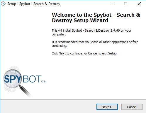 spybot setup welcome