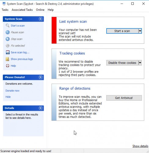 spybot system scan