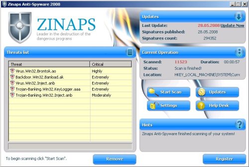 Zinaps screenshoot