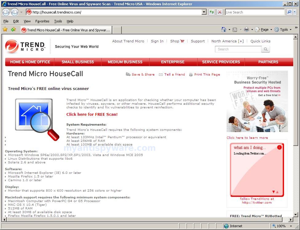 to use TrendMicro online virus scanner Micro HouseCall)