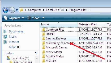 program files malwarebytes folder
