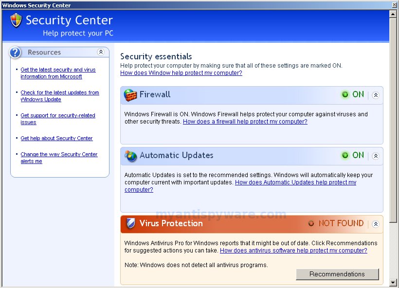 comment supprimer Windows antivirus pro