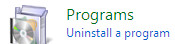 Uninstall program panel