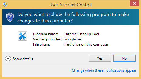 google cleanup tool uac