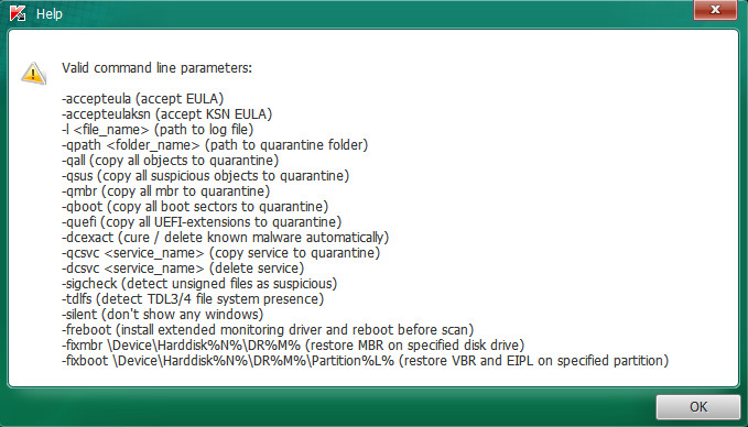 tdsskiller silent mode commands