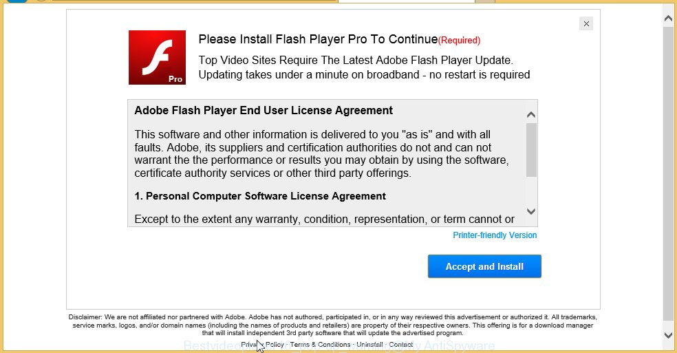 Bestvideoplayer16 pop-up warning