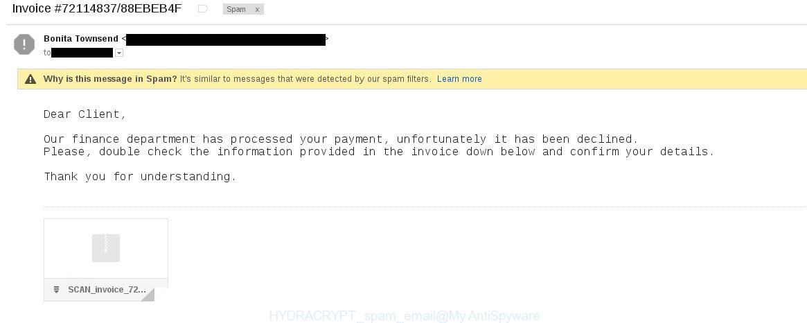 HYDRACRYPT spam email