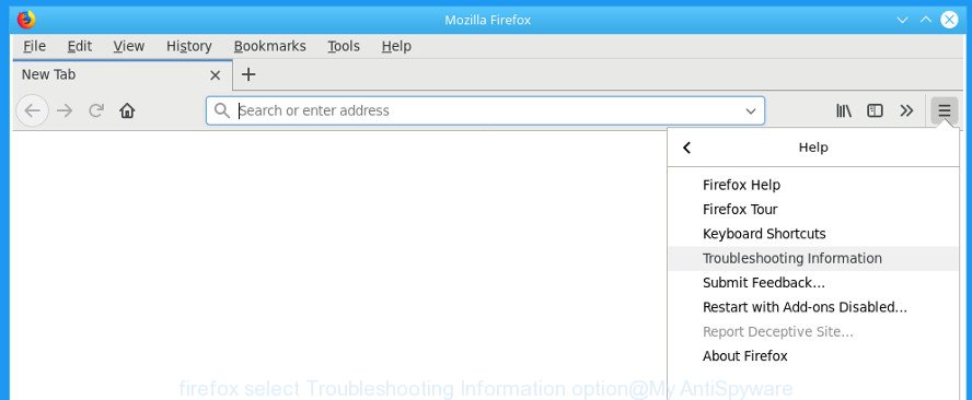 firefox select Troubleshooting Information option