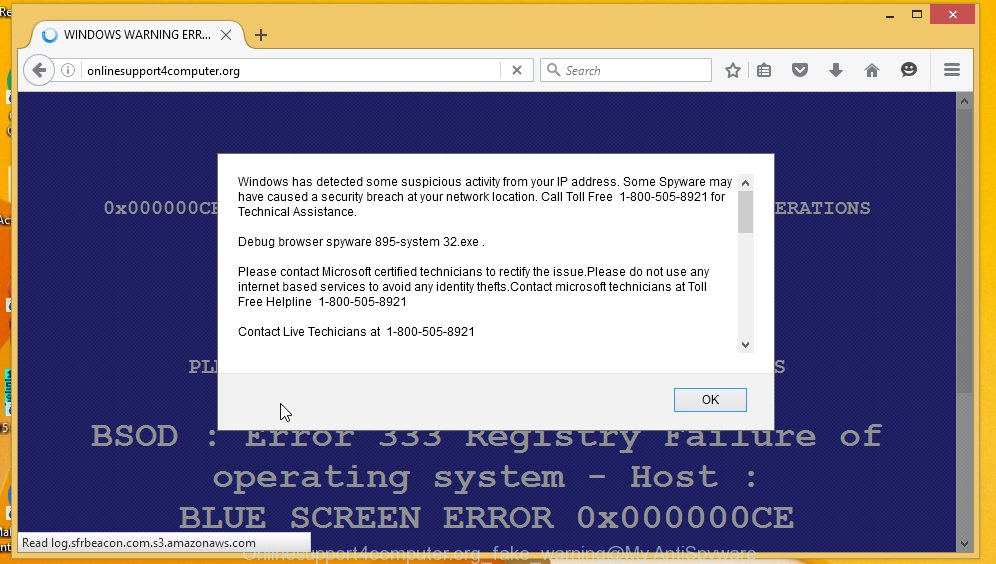 Onlinesupport4computer.org fake warning