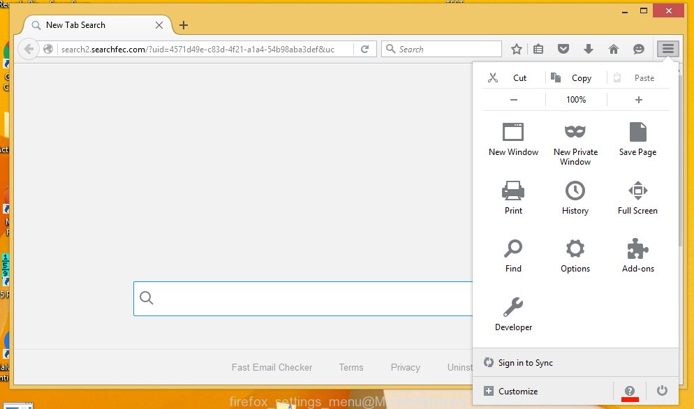 Firefox settings menu