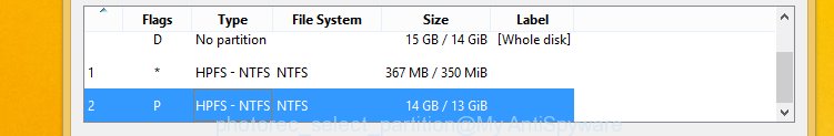 photorec select partition