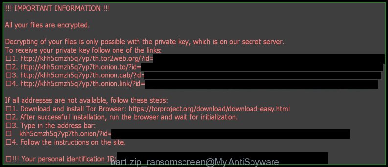 bart.zip ransomscreen