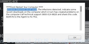 Windows Detected ZEUS Virus