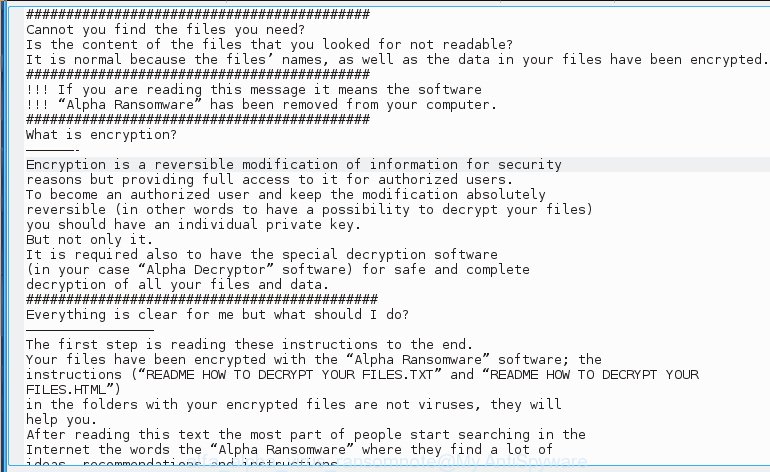 Alfa (alpha) virus - ransomnote