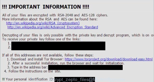 How to decrypt zepto files - Zepto ransom note