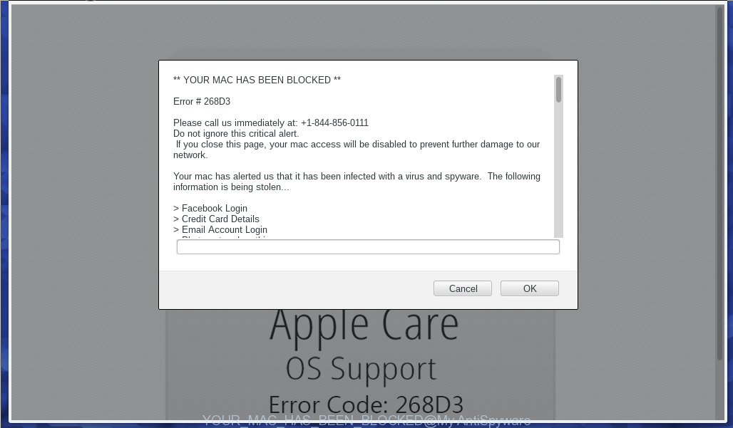 "YOUR MAC HAS BEEN BLOCKED" is a fake