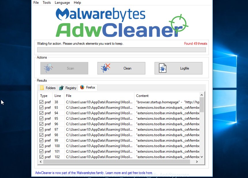adwcleaner win10 scan for BestZiper finished
