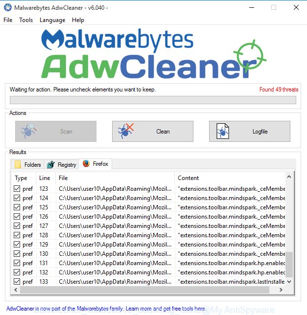 adwcleaner windows10 scanning for Our Lucky Sites hijacker infection finished