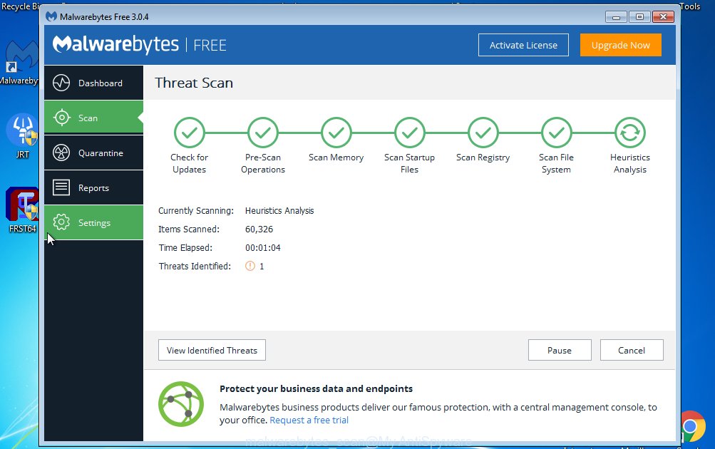 malwarebytes scan for Yea Desktop adware that cause unwanted redirects