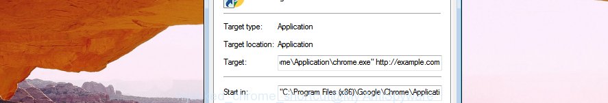 hijacked chrome shortcut file