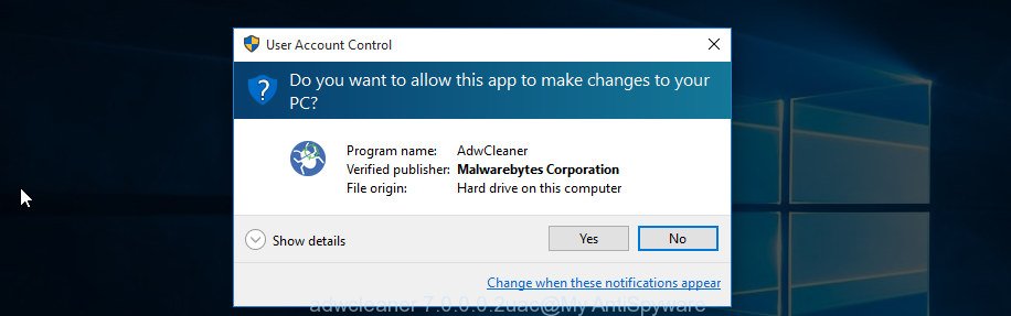 AdwCleaner for Windows uac dialog box