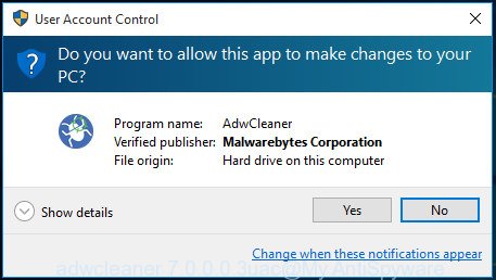 AdwCleaner for Microsoft Windows uac dialog box