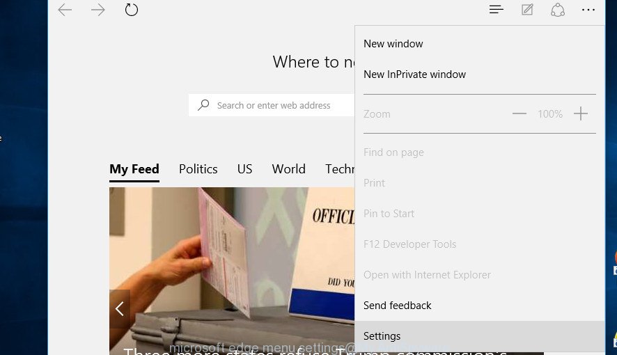 microsoft edge menu settings