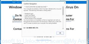 Call Microsoft to Unlock PC scam