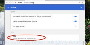 chrome settings reset link