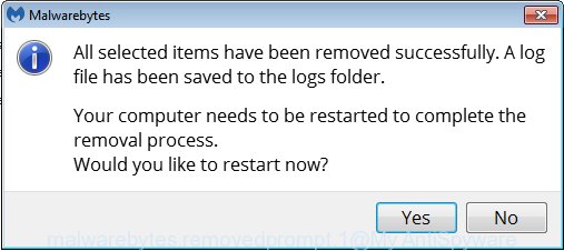 MalwareBytes for Microsoft Windows restart prompt