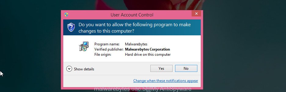 MalwareBytes AntiMalware for Microsoft Windows uac dialog box