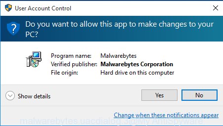 MalwareBytes Free for Windows uac prompt